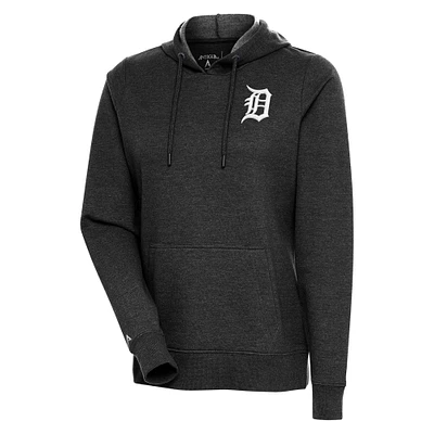 Sweat à capuche manches longues Antigua Heather Black Detroit Tigers Action pour femme