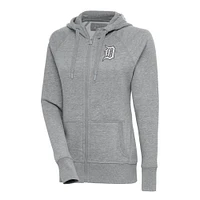 Women's Antigua  Heather Gray Detroit Tigers Brushed Metallic Victory Full-Zip Hoodie