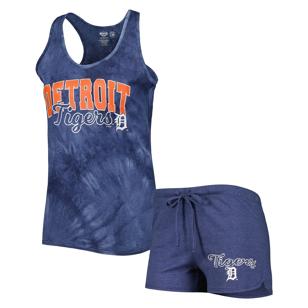 Ensemble de nuit avec débardeur et short à dos nageur Billboard Detroit Tigers Concepts Sport pour femme, bleu marine