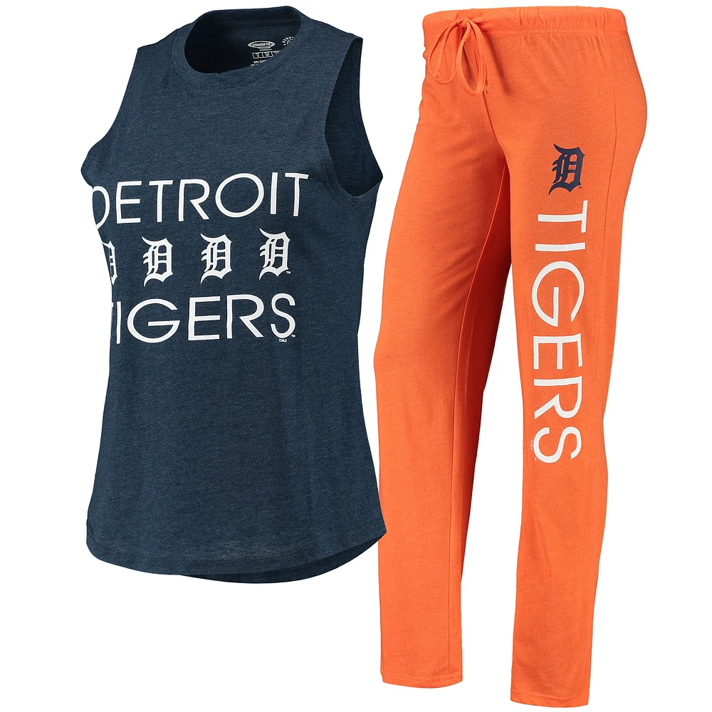 Débardeur et pantalon de nuit Detroit Tigers Meter Muscle Concepts Sport pour femme, orange/bleu marine