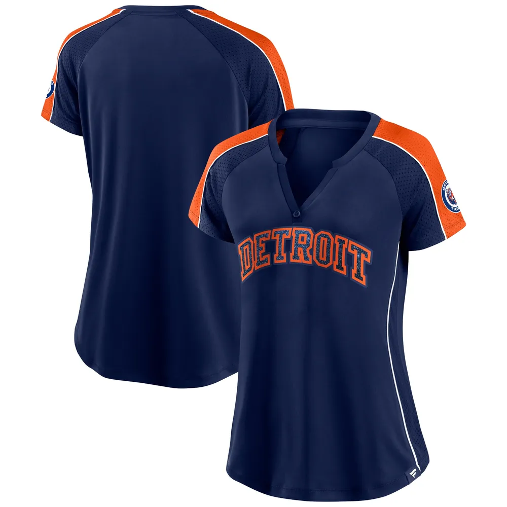 Lids Detroit Tigers Fanatics Branded Women's Navy/Orange True Classic  League Diva Pinstripe Raglan V-Neck T-Shirt