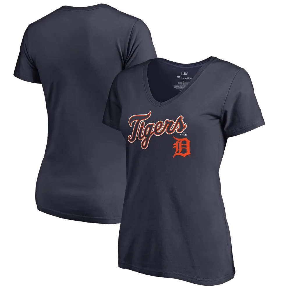 Detroit Tigers Women's Navy White Logo Tee