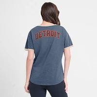 Women's Fanatics Navy Detroit Tigers Binge Worthy Stadium Slub V-Neck T-Shirt
