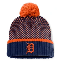 Bonnet en tricot à revers et pompon en jacquard bleu marine pour femme Fanatics Detroit Tigers