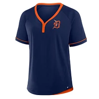Women's Fanatics Navy Detroit Tigers League Diva Star Raglan V-Neck T-Shirt