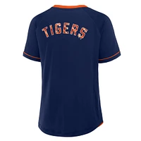 Women's Fanatics Navy Detroit Tigers League Diva Star Raglan V-Neck T-Shirt