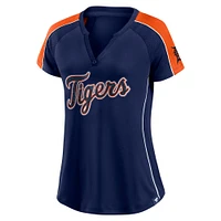 Women's Fanatics Navy Detroit Tigers Lineup League Diva Raglan Notch Neck T-Shirt