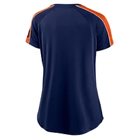Women's Fanatics Navy Detroit Tigers Lineup League Diva Raglan Notch Neck T-Shirt