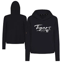 Women's Levelwear Black Detroit Tigers Accolade Sweet Express Cropped Tri-Blend Pullover Hoodie