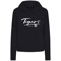 Women's Levelwear Black Detroit Tigers Accolade Sweet Express Cropped Tri-Blend Pullover Hoodie