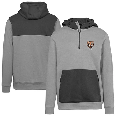 Women's Levelwear Gray Detroit Tigers Cooperstown Collection Chicane Core Logo Quarter-Zip Pullover Hoodie
