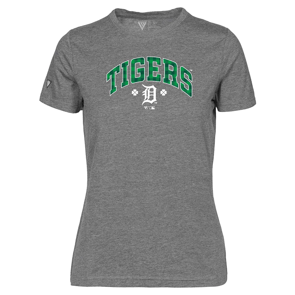 T-shirt à carreaux Maddox pour la Saint-Patrick des Detroit Tigers femme, gris, Levelwear