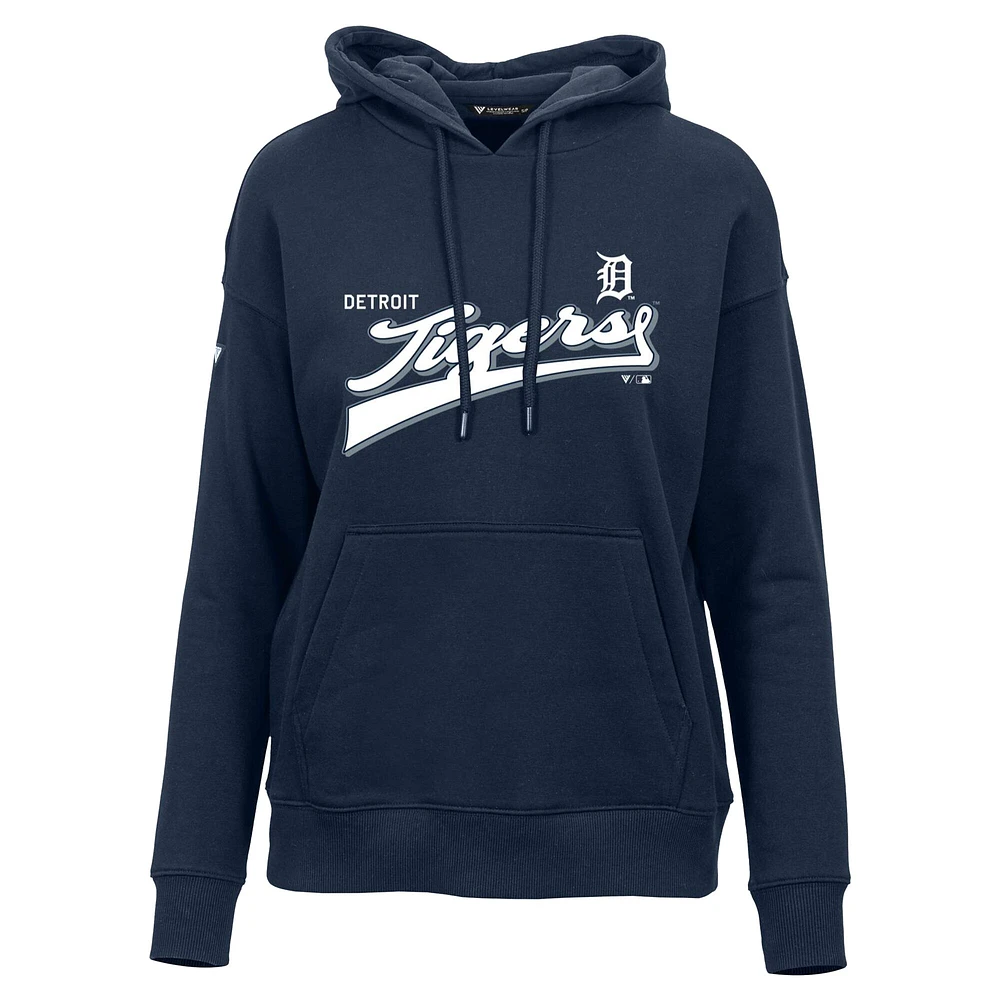 Sweat à capuche bleu marine Detroit Tigers Adorn Retro Team 2.0 pour femme Levelwear