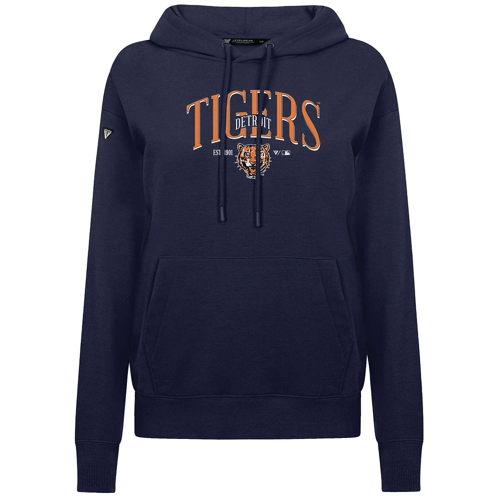 Sweat à capuche imprimé graphique Detroit Tigers bleu marine pour femme Levelwear