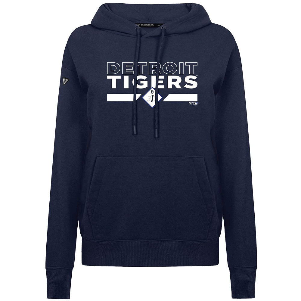 Women's Levelwear  Navy Detroit Tigers City Connect Adorn No Hitter Pullover Hoodie