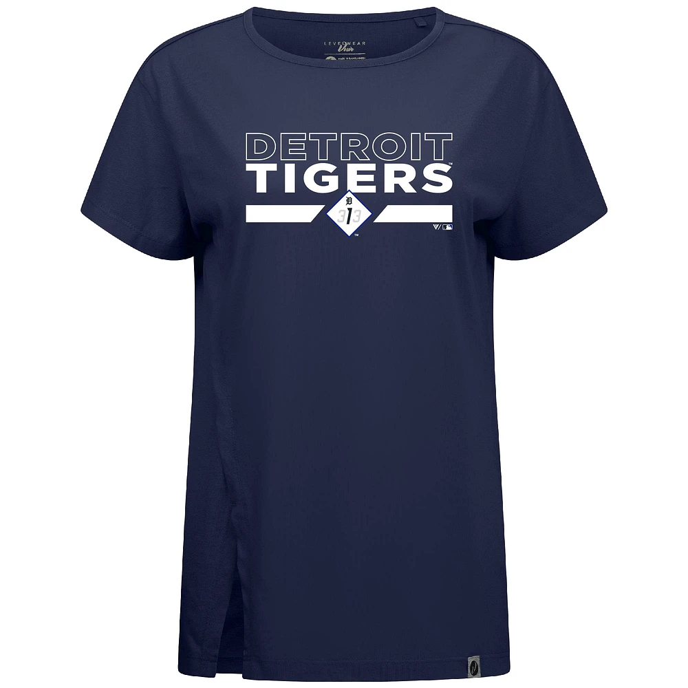 T-shirt bleu marine pour femme Levelwear City Connect Influx No Hitter des Detroit Tigers