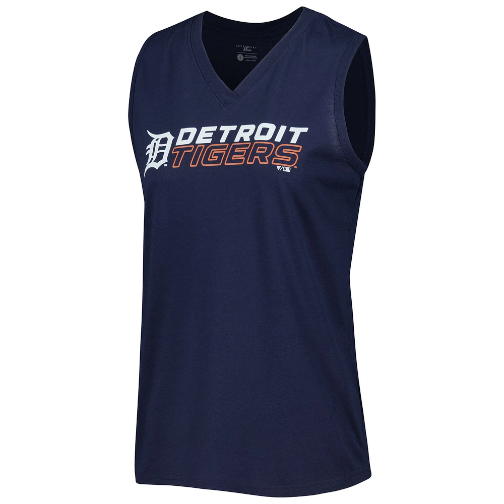 Women's Levelwear  Navy Detroit Tigers Paisley Chase V-Neck Tank Top