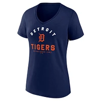 T-shirt col V bleu marine pour femme des Detroit Tigers