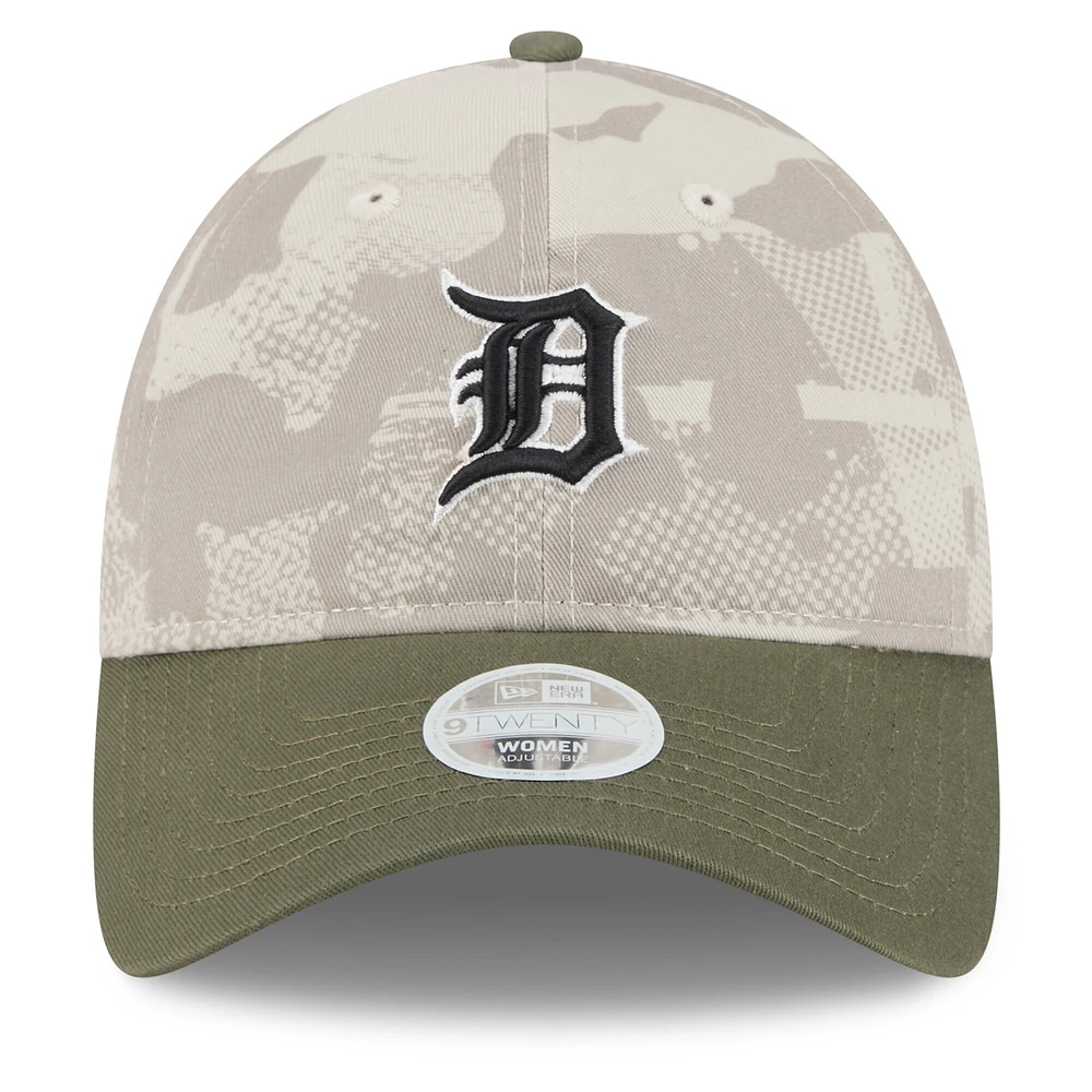 Casquette ajustable 9TWENTY pour femme, beige clair/olive, Detroit Tigers 2025, Armed Forces Day
