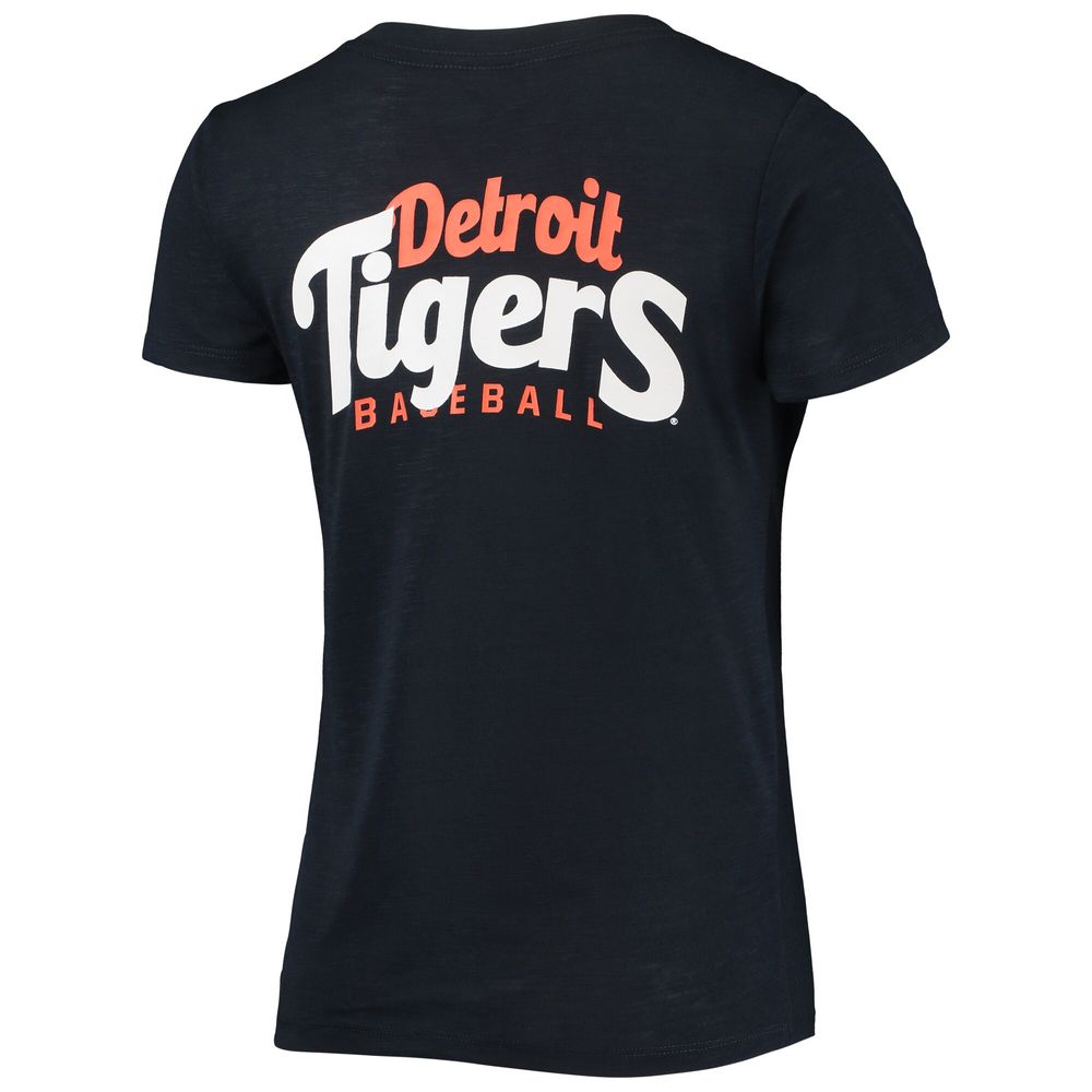 Women's New Era Navy Detroit Tigers 2-Hit Front Twist Burnout T-Shirt