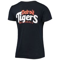 Women's New Era Navy Detroit Tigers 2-Hit Front Twist Burnout T-Shirt