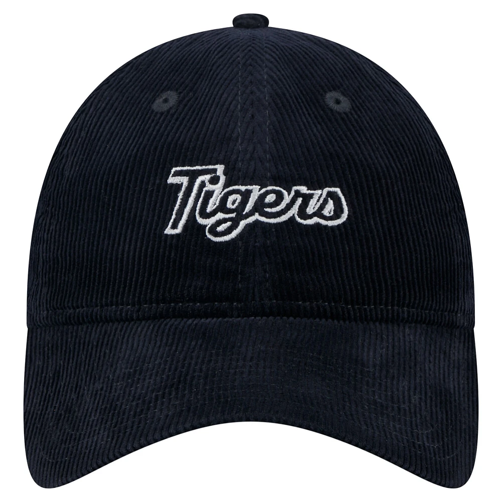 Casquette ajustable en velours côtelé 9TWENTY bleu marine Detroit Tigers de New Era pour femme