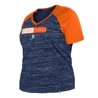 Women's New Era Navy Detroit Tigers Plus Space Dye Raglan V-Neck T-Shirt