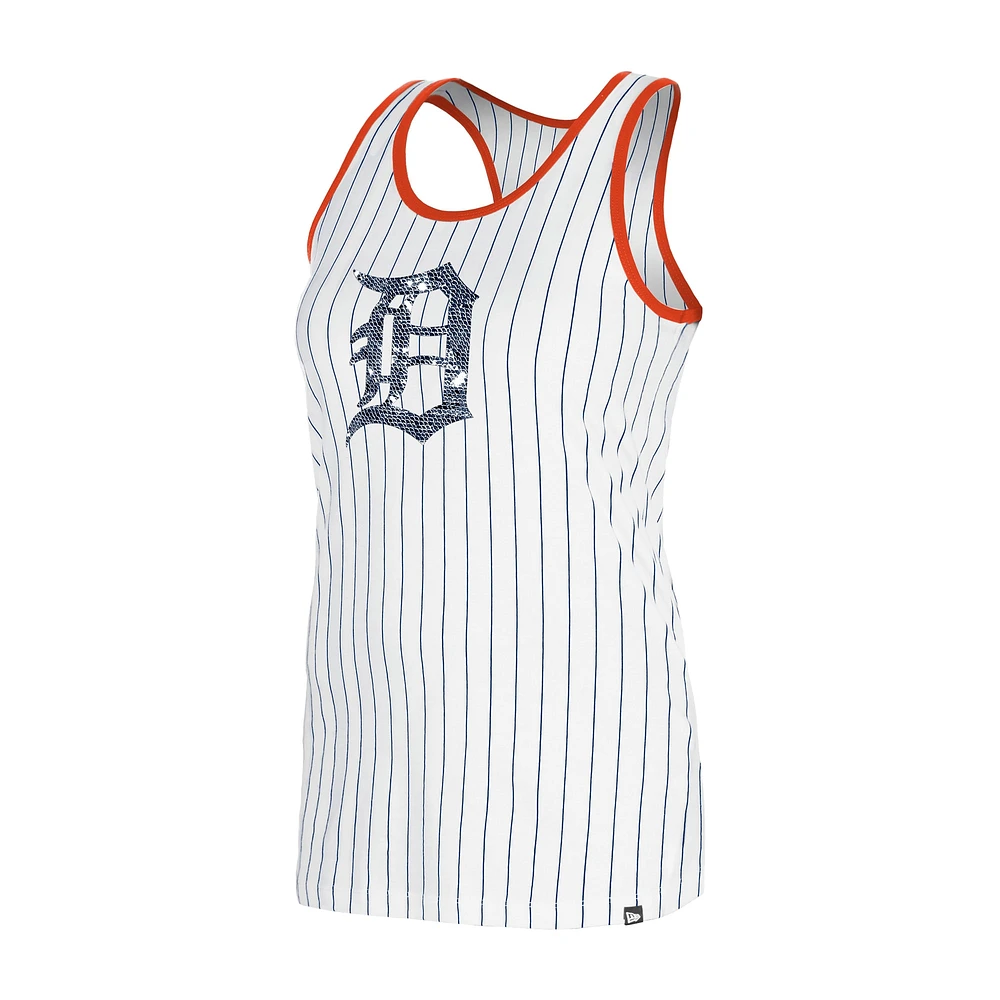Women's New Era White Detroit Tigers Gameday Pinstripe Tank Top