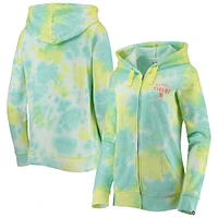 Women's New Era White Detroit Tigers Tie-Dye Full-Zip Hoodie