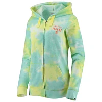 Women's New Era White Detroit Tigers Tie-Dye Full-Zip Hoodie