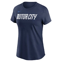 T-shirt Nike pour femme, bleu marine, Detroit Tigers 2024 City Connect Wordmark