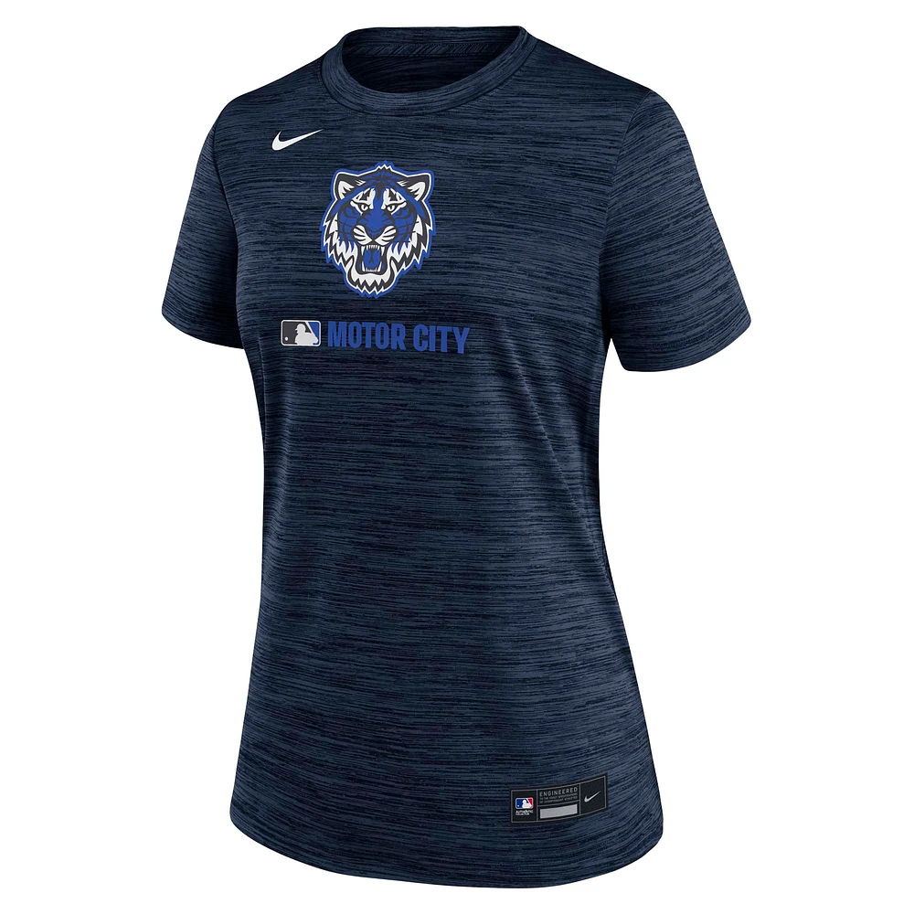 Women's Nike Navy Detroit Tigers Authentic Collection City Connect Velocity Performance T-Shirt