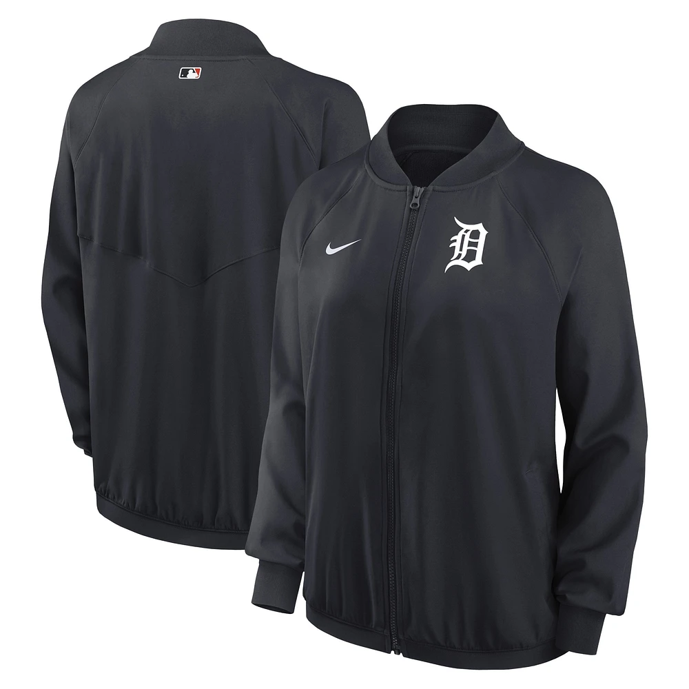 Veste à glissière pleine longueur pour femme Nike Detroit Tigers Authentic Collection Team Raglan Performance - Bleu marine