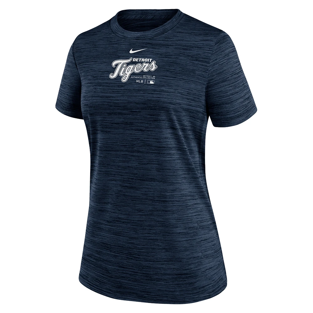 T-shirt Nike bleu marine Detroit Tigers Authentic Collection Velocity Performance pour femme