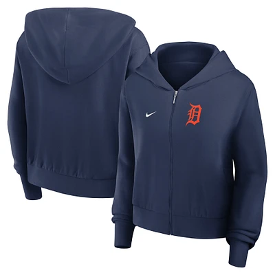 Women's Nike Navy Detroit Tigers Cropped Chill Full-Zip Hoodie