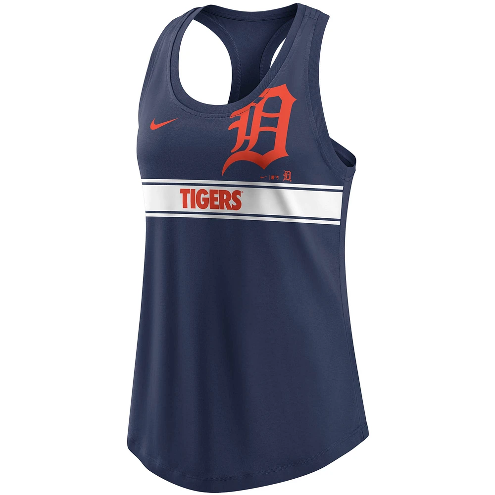 Débardeur court à dos nageur avec logo Nike Detroit Tigers pour femme, bleu marine