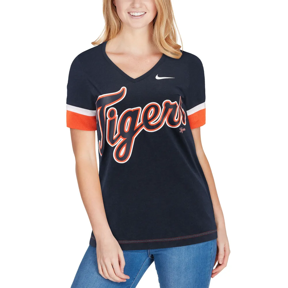 Women's Nike Navy Detroit Tigers Mesh V-Neck T-Shirt