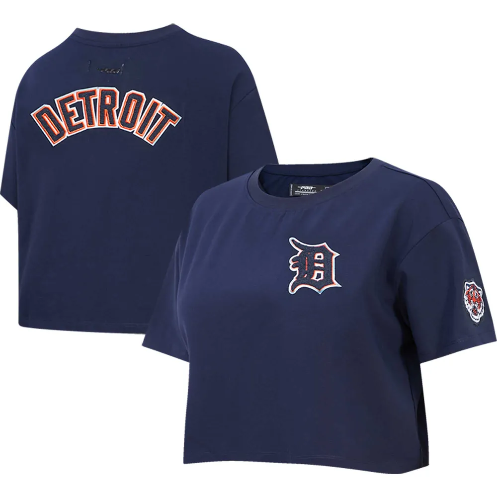 Lids Detroit Tigers Pro Standard Women's Classic Team Boxy Cropped T-Shirt  - Navy