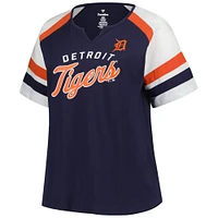 Women's Profile  Navy Detroit Tigers Plus Sized Arched Notch Neck T-Shirt