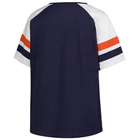Women's Profile  Navy Detroit Tigers Plus Sized Arched Notch Neck T-Shirt