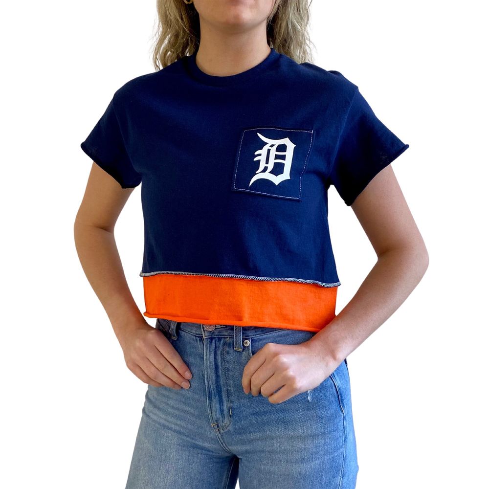 Women's Refried Apparel Navy Detroit Tigers Cropped T-Shirt
