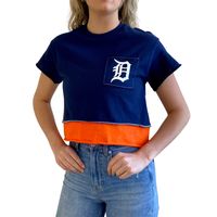 Women's Refried Apparel Navy Detroit Tigers Cropped T-Shirt
