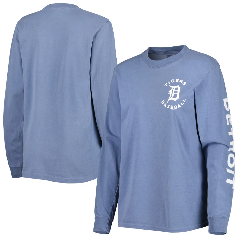 Lids Detroit Tigers Soft as a Grape Women's Team Pigment Dye Long Sleeve T- Shirt - Blue