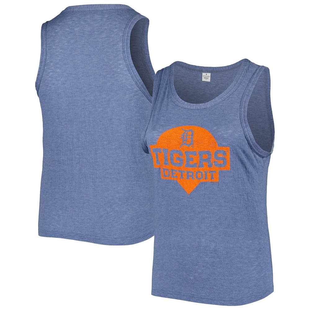 Women's Soft as a Grape Navy Detroit Tigers Plus High Neck Tri-Blend Tank Top