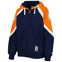 Sweat à capuche entièrement zippé pour femme Starter Navy/Orange Detroit Tigers Hail Mary