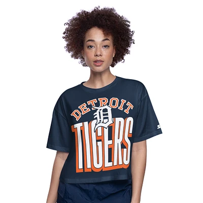 Women's Starter Navy Detroit Tigers Play the Ball Boxy Cropped T-Shirt