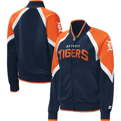 Detroit Tigers Starter Women's Touchdown Raglan Full-Zip Track Jacket - Navy
