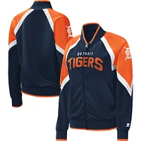 Women's Starter Navy Detroit Tigers Touchdown Raglan Full-Zip Track Jacket