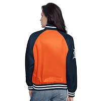 Women's Starter Orange/Navy Detroit Tigers Home Run Full-Snap Varsity Jacket