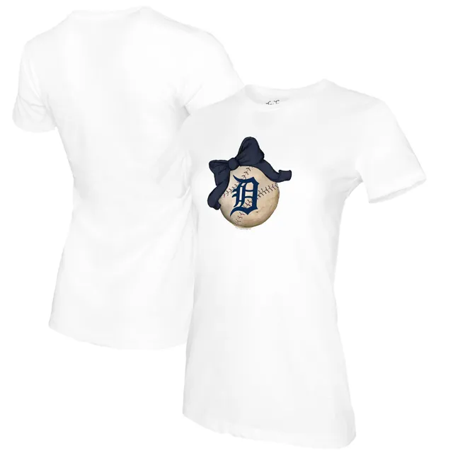 Lids Detroit Tigers Tiny Turnip Women's Baseball Bow T-Shirt - Navy